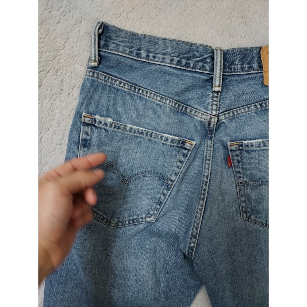 Levis Jean Shorts Mens 30 569 Loose Fit Denim Jorts Distressed Destroyed Blue - Picture 4 of 12